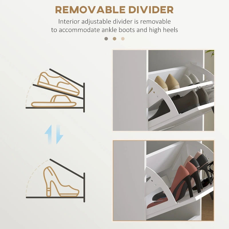 Meuble à chaussures pour entrée, étagère à chaussures étroite avec 3 tiroirs basculants et étagères réglables