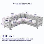 Canapé d'angle en velours de 208 cm, canapé d'angle en forme de L, canapé d'angle 5 places avec 3 coussins pour salon, chambre, appartement.