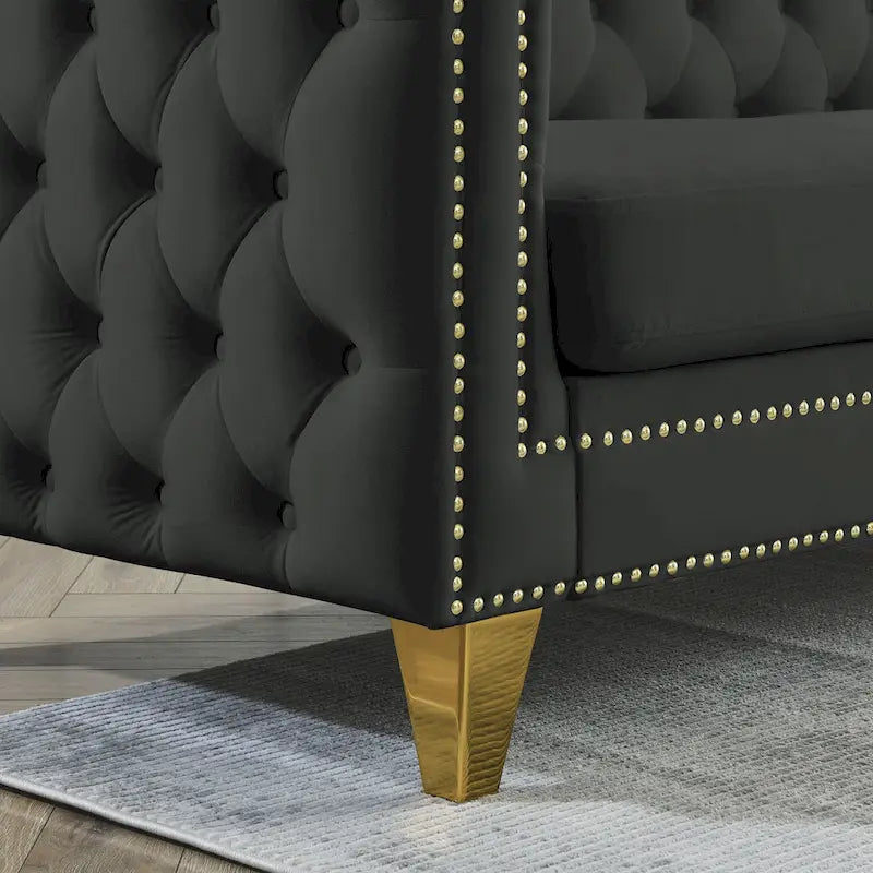 Canapé d'angle en velours de 208 cm, canapé d'angle en forme de L, canapé d'angle 5 places avec 3 coussins pour salon, chambre, appartement.