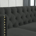 Canapé d'angle en velours de 208 cm, canapé d'angle en forme de L, canapé d'angle 5 places avec 3 coussins pour salon, chambre, appartement.