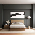 Chambre à coucher avec lit, tête de lit et table de chevet