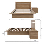 Chambre à coucher avec lit, tête de lit et table de chevet