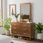 Commode et miroir deux pièces en noyer du milieu du siècle