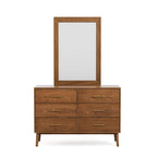Commode et miroir deux pièces en noyer du milieu du siècle
