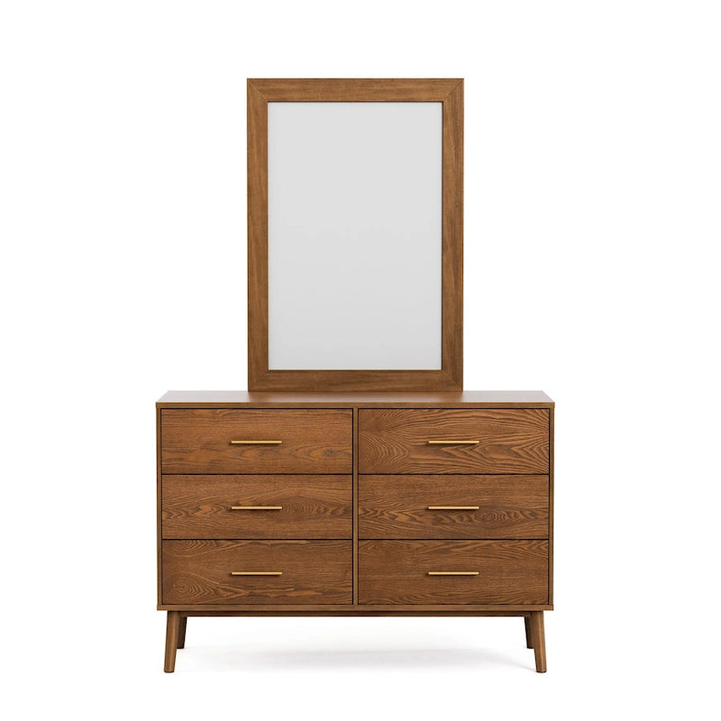 Commode et miroir deux pièces en noyer du milieu du siècle