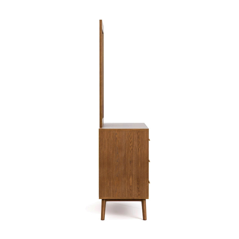 Commode et miroir deux pièces en noyer du milieu du siècle