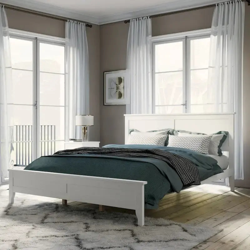Lit plateforme Queen Size, cadre de lit plateforme moderne en bois massif, sommier tapissier non requis