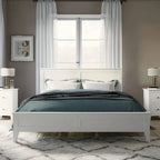 Lit plateforme Queen Size, cadre de lit plateforme moderne en bois massif, sommier tapissier non requis
