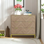 Commode en bois à 3 tiroirs de style moderne du milieu du siècle, commode en chêne naturel pour chambre à coucher