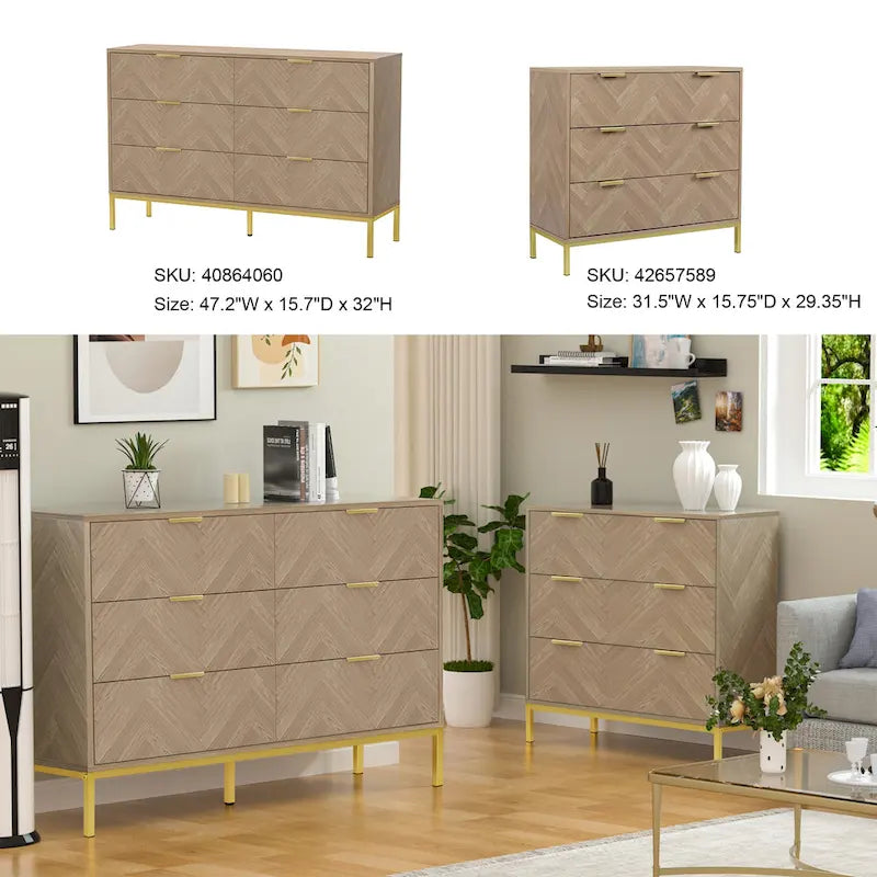 Commode en bois à 3 tiroirs de style moderne du milieu du siècle, commode en chêne naturel pour chambre à coucher
