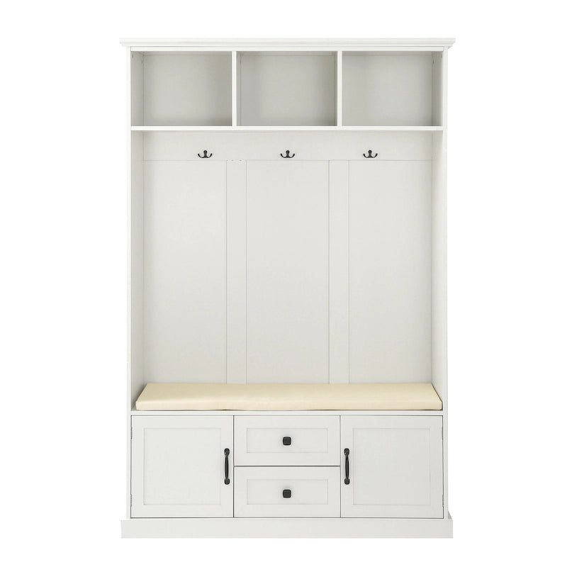 Porte-manteau d'entrée 3-en-1 avec 3 patères et banc de rangement - 120 l x 180 h x 40 P cm