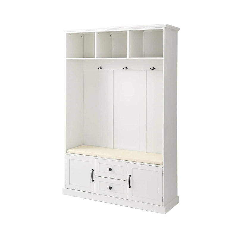 Porte-manteau d'entrée 3-en-1 avec 3 patères et banc de rangement - 120 l x 180 h x 40 P cm