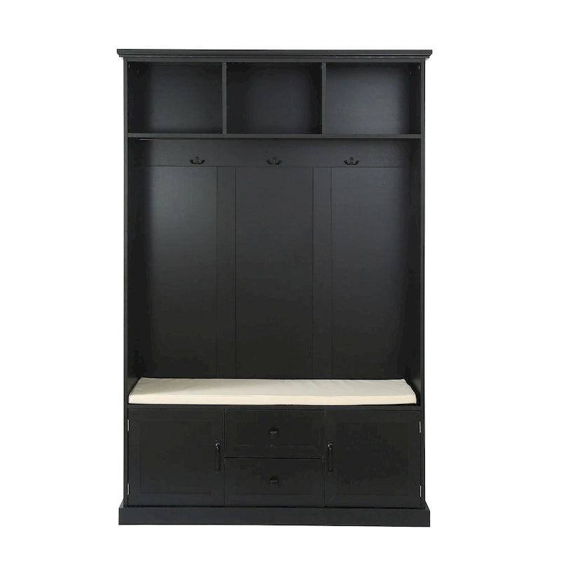 Porte-manteau d'entrée 3-en-1 avec 3 patères et banc de rangement - 120 l x 180 h x 40 P cm