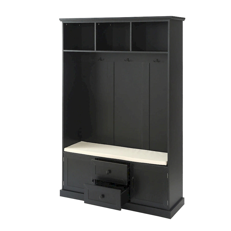 Porte-manteau d'entrée 3-en-1 avec 3 patères et banc de rangement - 120 l x 180 h x 40 P cm