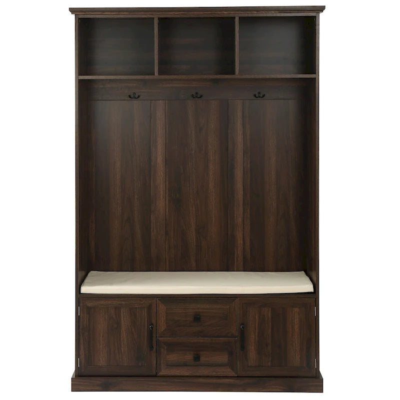 Porte-manteau d'entrée 3-en-1 avec 3 patères et banc de rangement - 120 l x 180 h x 40 P cm