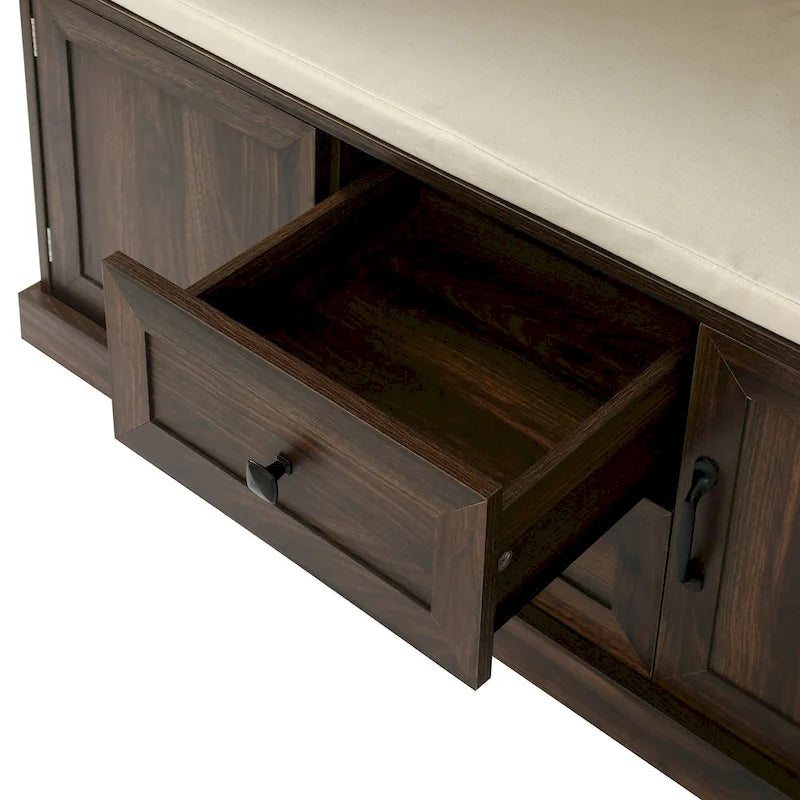 Porte-manteau d'entrée 3-en-1 avec 3 patères et banc de rangement - 120 l x 180 h x 40 P cm