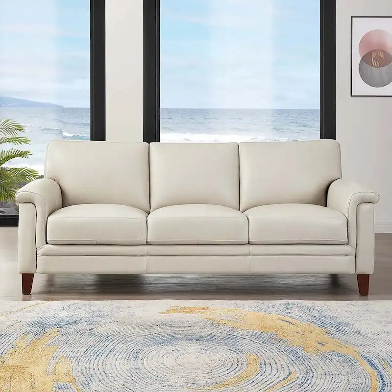 Canapé, causeuse et fauteuil en cuir pleine fleur avec mousse à mémoire de forme et ressorts