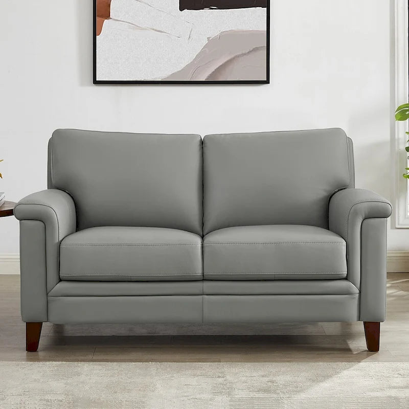 Canapé, causeuse et fauteuil en cuir pleine fleur avec mousse à mémoire de forme et ressorts