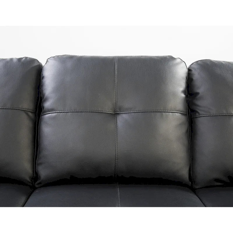 Canapé d'angle en similicuir avec pouf - 98 larg. x 71 prof. x 33 haut.