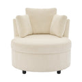 Fauteuil d'appoint en velours côtelé, fauteuil baquet avec pouf et coussins de dossier pour salon