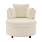 Fauteuil d'appoint en velours côtelé, fauteuil baquet avec pouf et coussins de dossier pour salon