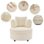 Fauteuil d'appoint en velours côtelé, fauteuil baquet avec pouf et coussins de dossier pour salon