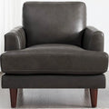 Fauteuil en cuir pleine fleur avec plumes, mousse à mémoire de forme et ressorts