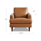 Fauteuil en cuir pleine fleur avec plumes, mousse à mémoire de forme et ressorts