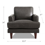 Fauteuil en cuir pleine fleur avec plumes, mousse à mémoire de forme et ressorts