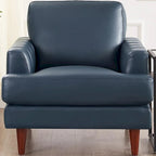 Fauteuil en cuir pleine fleur avec plumes, mousse à mémoire de forme et ressorts