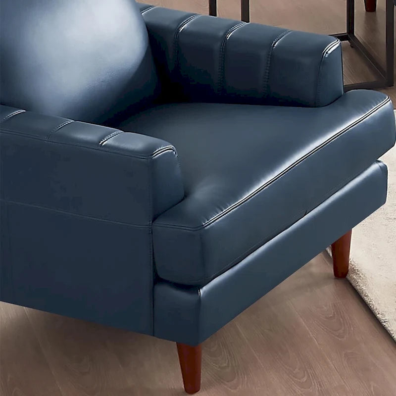 Fauteuil en cuir pleine fleur avec plumes, mousse à mémoire de forme et ressorts
