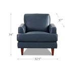 Fauteuil en cuir pleine fleur avec plumes, mousse à mémoire de forme et ressorts