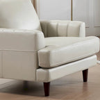 Fauteuil en cuir pleine fleur avec plumes, mousse à mémoire de forme et ressorts