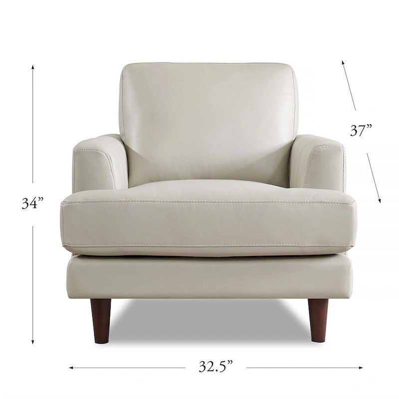 Fauteuil en cuir pleine fleur avec plumes, mousse à mémoire de forme et ressorts