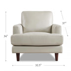 Fauteuil en cuir pleine fleur avec plumes, mousse à mémoire de forme et ressorts