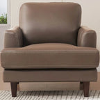 Fauteuil en cuir pleine fleur avec plumes, mousse à mémoire de forme et ressorts