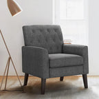 Fauteuil d'appoint capitonné moderne du milieu du siècle avec pieds en noyer et lin – 29,53 H X 30 L X 33,07 P