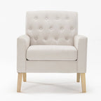 Fauteuil d'appoint capitonné moderne du milieu du siècle avec pieds en noyer et lin – 29,53 H X 30 L X 33,07 P