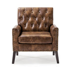 Fauteuil d'appoint capitonné moderne du milieu du siècle avec pieds en noyer et lin – 29,53 H X 30 L X 33,07 P