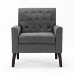 Fauteuil d'appoint capitonné moderne du milieu du siècle avec pieds en noyer et lin – 29,53 H X 30 L X 33,07 P