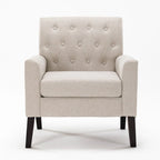 Fauteuil d'appoint capitonné moderne du milieu du siècle avec pieds en noyer et lin – 29,53 H X 30 L X 33,07 P