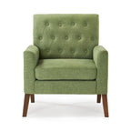 Fauteuil d'appoint capitonné moderne du milieu du siècle avec pieds en noyer et lin – 29,53 H X 30 L X 33,07 P