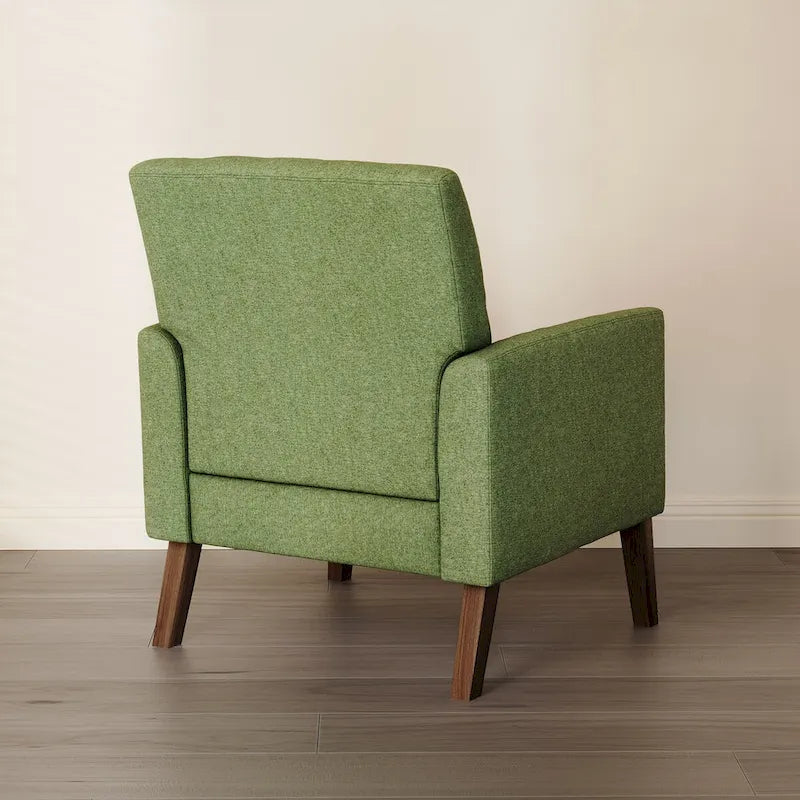 Fauteuil d'appoint capitonné moderne du milieu du siècle avec pieds en noyer et lin – 29,53 H X 30 L X 33,07 P