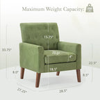 Fauteuil d'appoint capitonné moderne du milieu du siècle avec pieds en noyer et lin – 29,53 H X 30 L X 33,07 P