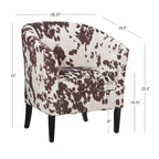 Fauteuil club Andrew Barrel imprimé vache marron et blanc