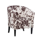 Fauteuil club Andrew Barrel imprimé vache marron et blanc
