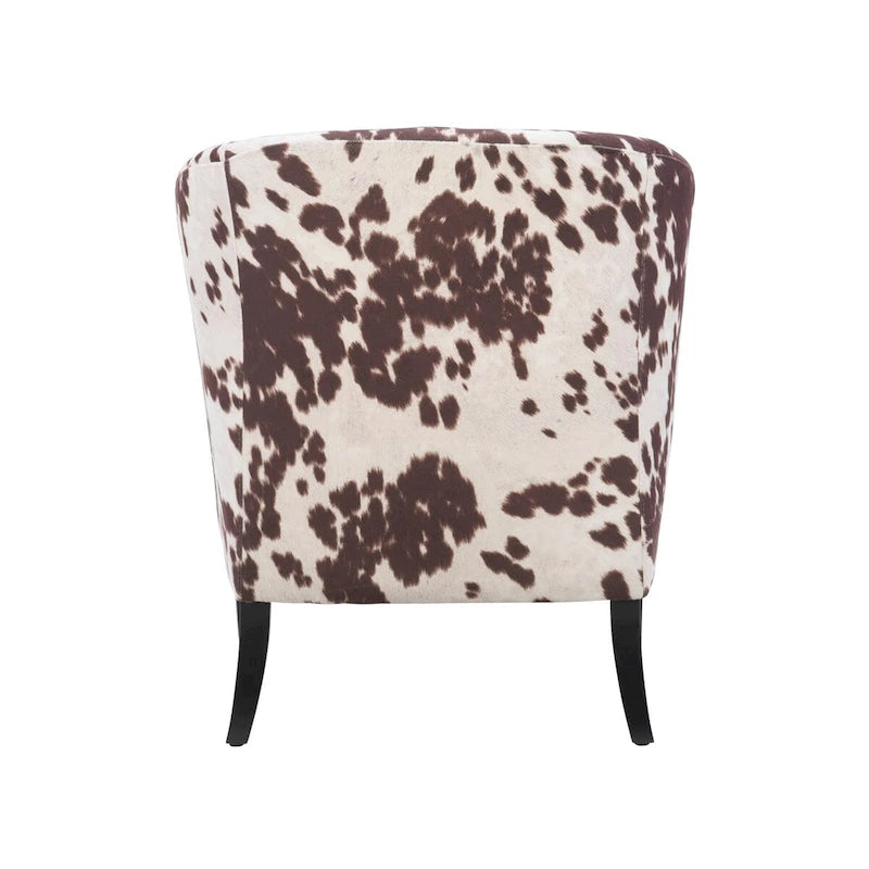 Fauteuil club Andrew Barrel imprimé vache marron et blanc