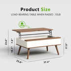Table basse relevable rectangulaire avec rangement 94 x 60 cm