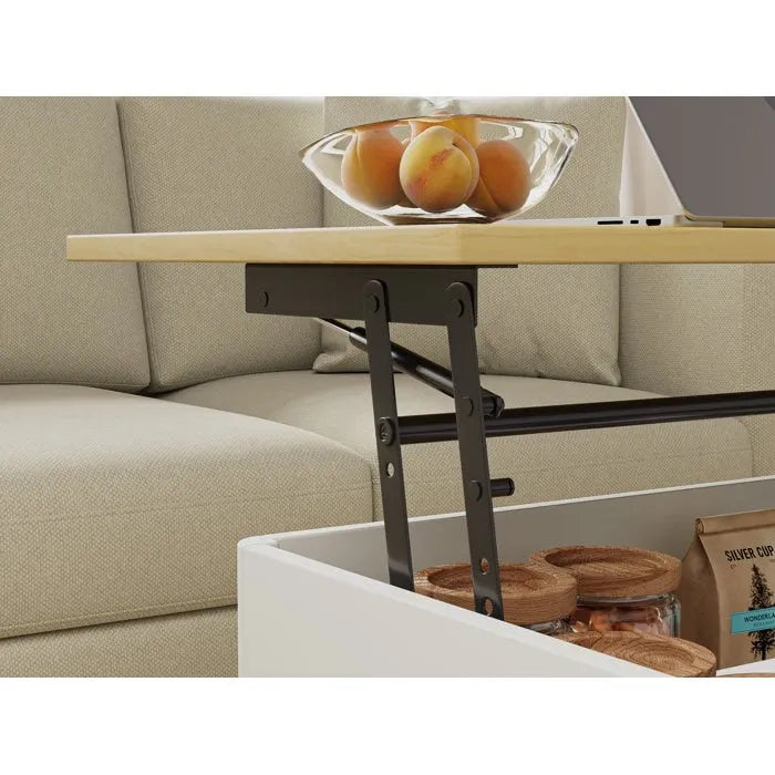 Table basse relevable rectangulaire avec rangement 94 x 60 cm