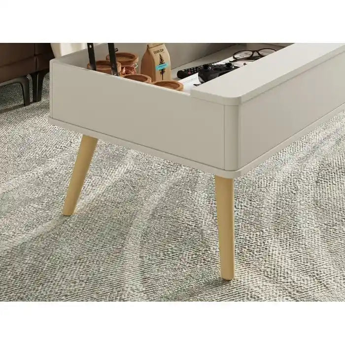 Table basse relevable rectangulaire avec rangement 94 x 60 cm